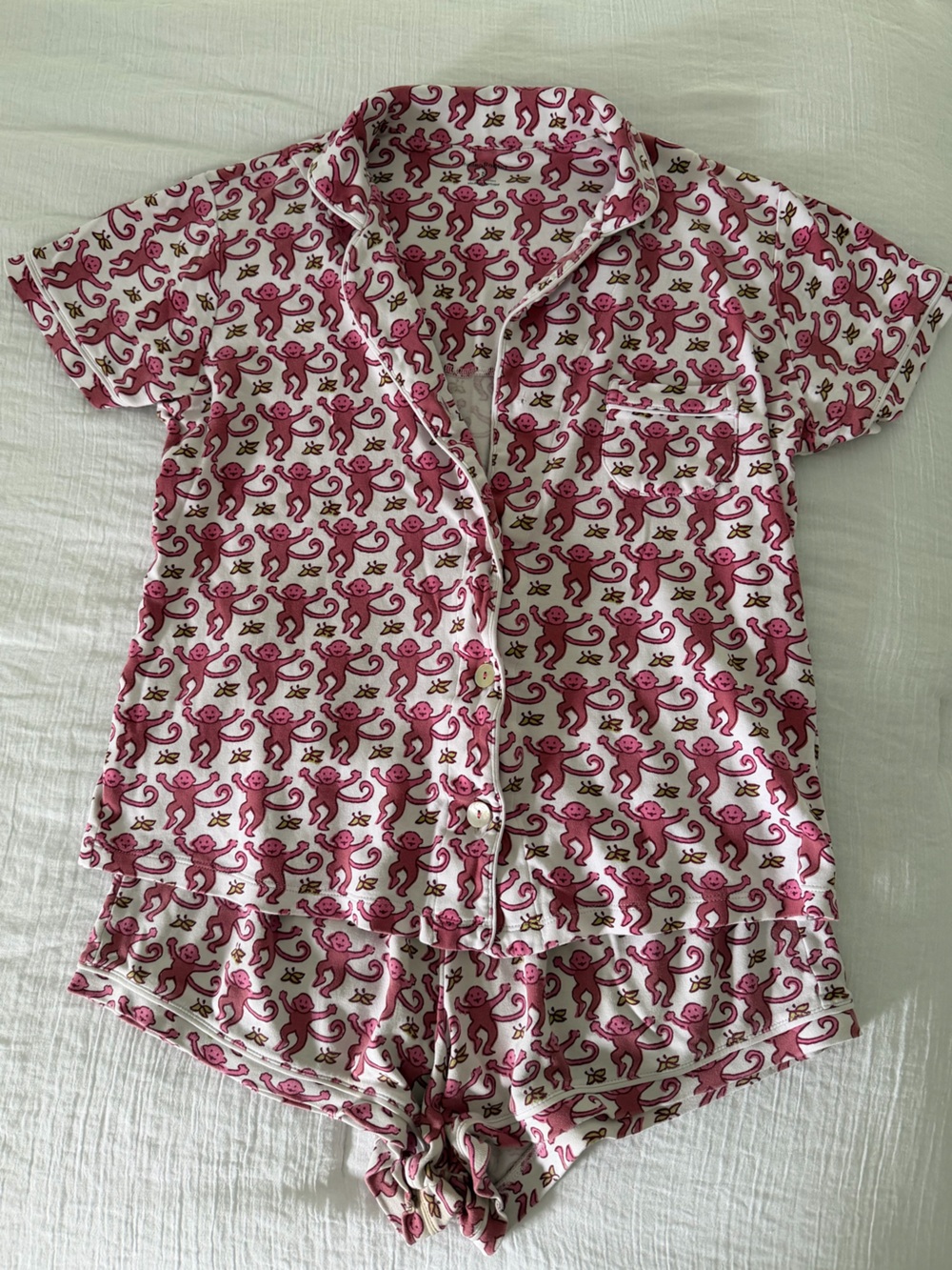 Roller Rabbit Pink Monkey-Print Short Pajama Set - Picture 2 of 4
